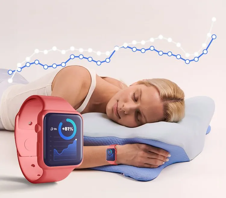 Woman resting on Derila Ergo pillow with neutral cervical spine alignment