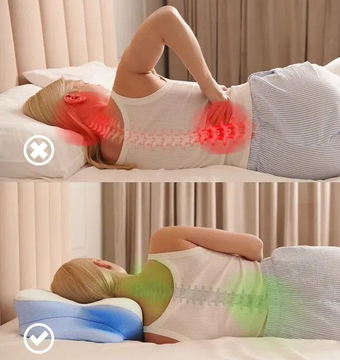 Sleep posture before and after switching to Derila Ergo ergonomic pillow